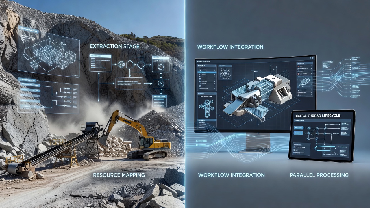 Mapping the Parallels Between Quarry Extraction Methods and Digital Thread Management in Contemporary Design Workflows